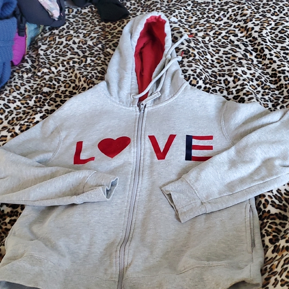 Kids Gray Hoodie with Love Design
